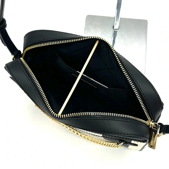 Michael Kors Large EW Zip Chain Xbody Crossbody Bag & Top Zip Coin Pouch Black - Picture 7 of 15